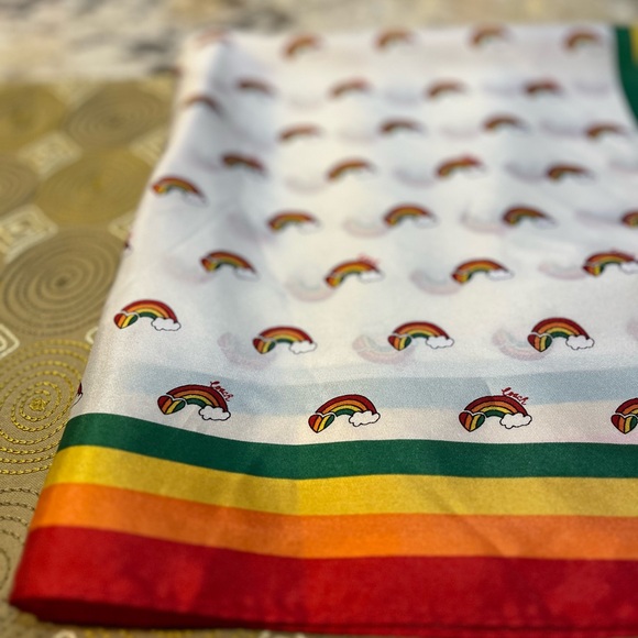 NEW COACH Coach Square Rainbow Print Silk Bandana Scarf 23” x 23” #CJ712 - Picture 8 of 9